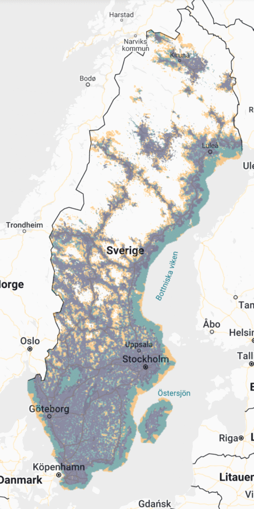 Tre täckningskarta